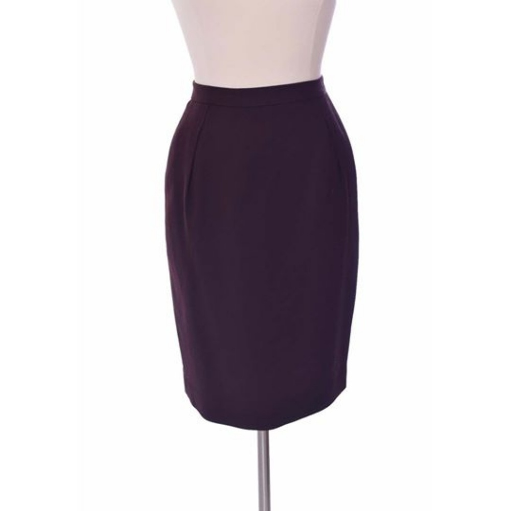 Vintage Burberry Pencil Burgundy Wool Skirt Size 6